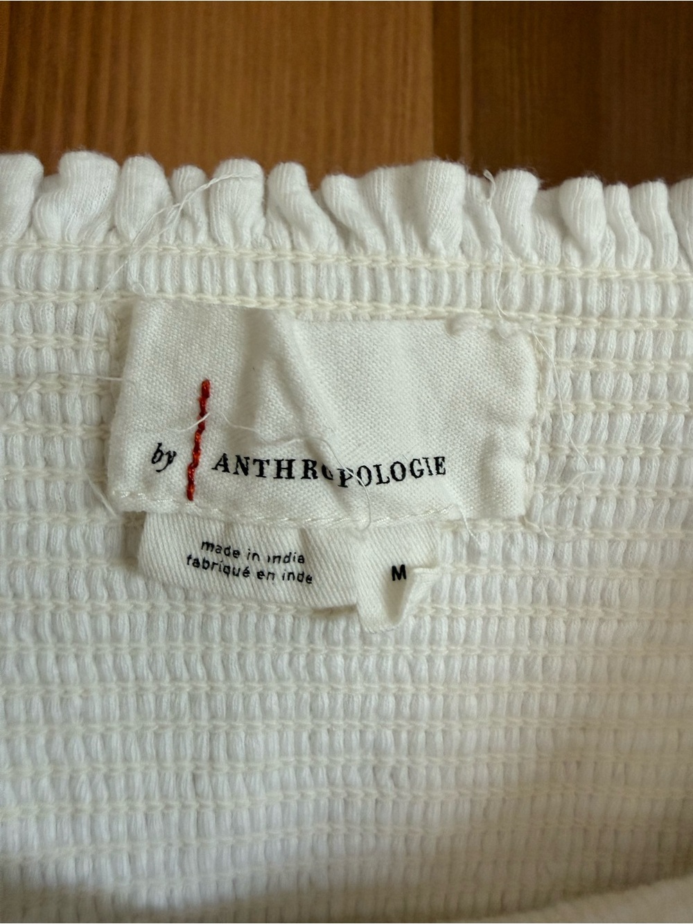Anthropologie White Peasant Top with Gold Embroidery - Picture 3 of 3
